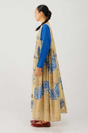Buy_Cord_Blue Smocking Mandarin Collar Frida Bluebell Print Dress 