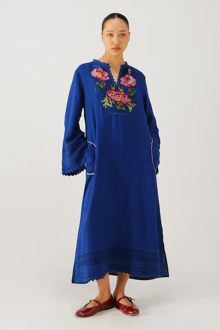 Cord Jolene Rose Placement Embroidered Dress 