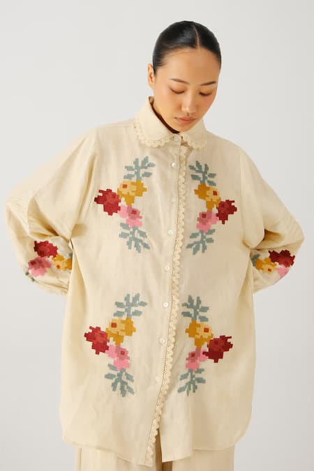 Cord Moira Pixel Embroidered Shirt 