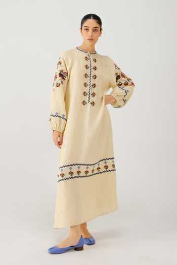 Cord Goa Folk Embroidered Dress 