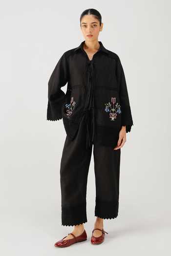 Cord Bead Placement Embroidered Shirt & Pant Set 