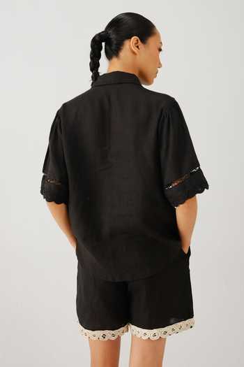Cord Victorian Placement Embroidered Shirt 