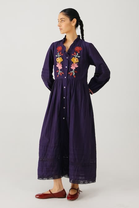 Cord Jade Pixel Embroidered Dress 