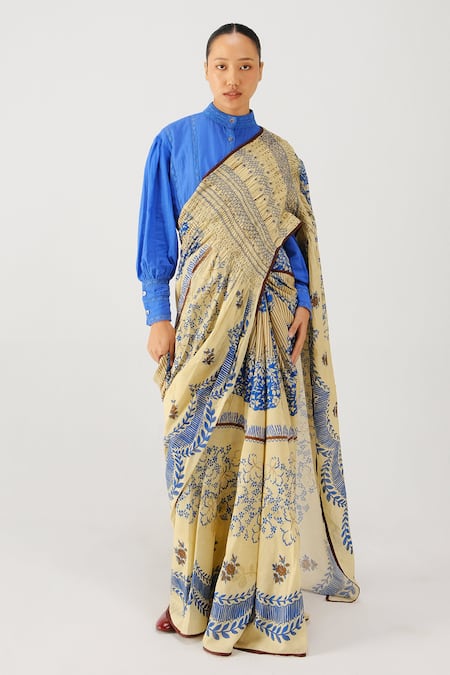 Cord Bluebell Print Saree 