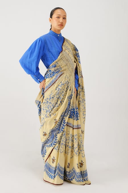 Cord Bluebell Print Saree 