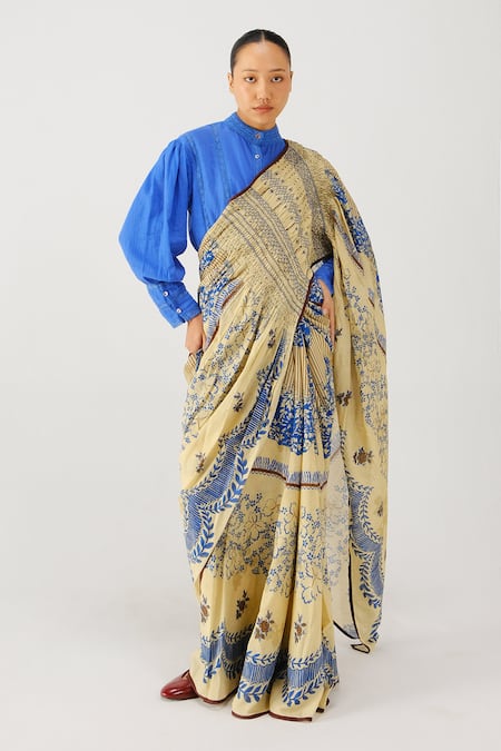 Cord Bluebell Print Saree With Top 