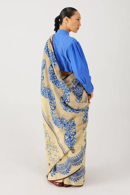Cord Bluebell Print Saree With Top 