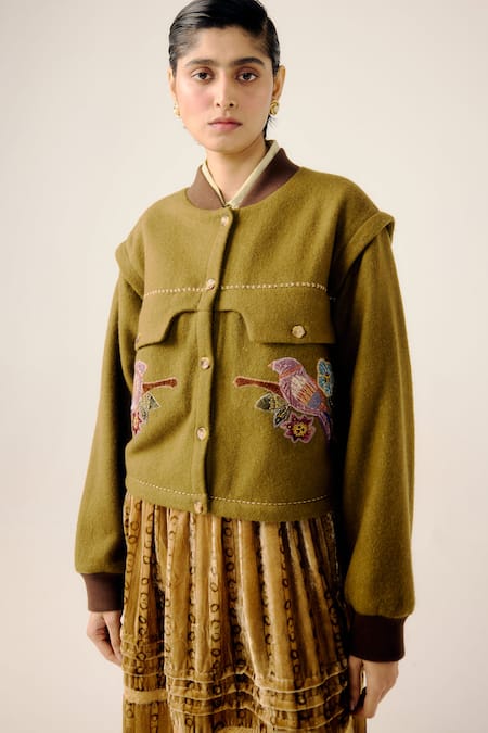 Cord Bert Parrot Embroidered Jacket 