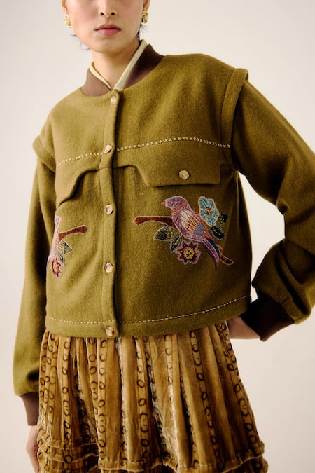 Cord Bert Parrot Embroidered Jacket 