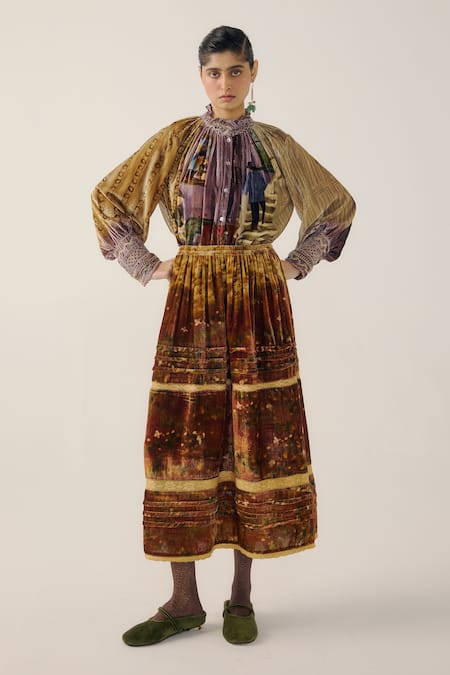 Cord Emily Rust Land Print Skirt 