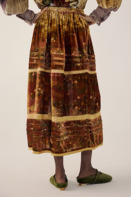 Cord Emily Rust Land Print Skirt 