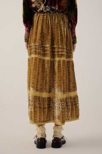 Cord Mustard Velvet Emily Striped Skirt Online at Aza Fashions Cord_Mustard Velvet Emily Striped Skirt _Online_at_Aza_Fashions