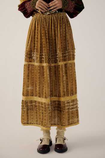 Buy Cord Mustard Velvet Emily Striped Skirt Online at Aza Fashions Buy_Cord_Mustard Velvet Emily Striped Skirt _Online_at_Aza_Fashions