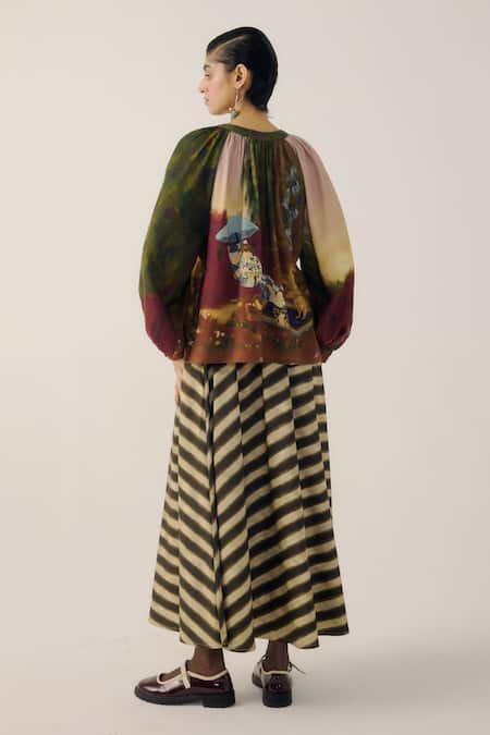 Cord Lido Lakeside Print Top 