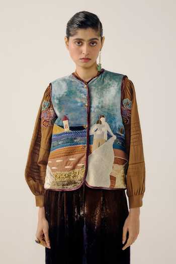 Cord Seashore Applique Work Vest 