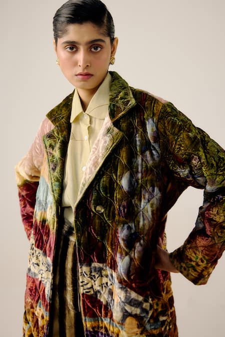 Shop_Cord_Multi Color Velvet Collared Norma Lakeside Print Jacket _Online_at_Aza_Fashions