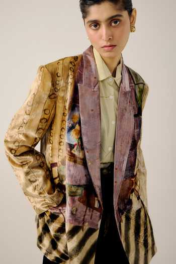 Cord Living Room Print Oversized Blazer 