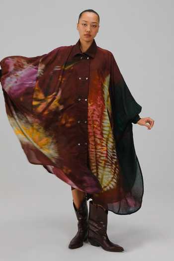 Buy_Cord_Multi Color Cotton Collared Echo X-ray Print Kaftan Dress _Online_at_Aza_Fashions
