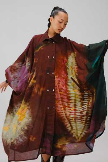 Shop_Cord_Multi Color Cotton Collared Echo X-ray Print Kaftan Dress 