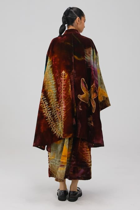 Shop_Cord_Multi Color Velvet Embroidery, Applique Seoul X-ray Print Overcoat _Online_at_Aza_Fashions