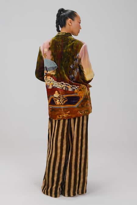 Cord Lakeside Print Oversized Blazer & Pant Set 