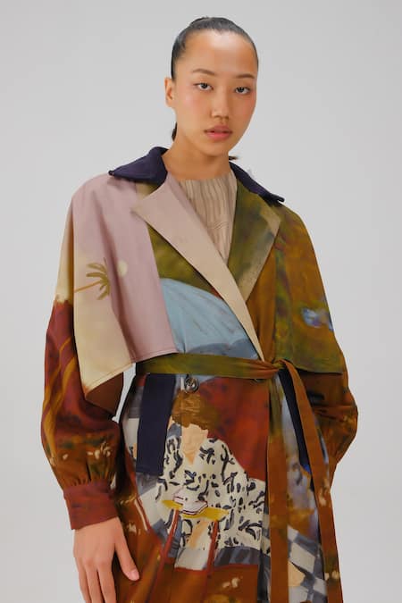 Shop_Cord_Multi Color Twill Notched Neck Rome Lakeside Print Jacket _Online_at_Aza_Fashions