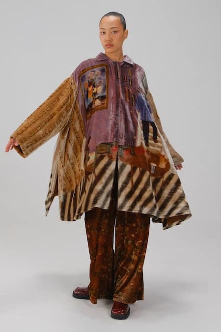 Cord Seoul Living Room Print Overcoat 