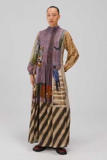 Buy_Cord_Multi Color Cotton Smocking High Neck June Living Room Print Dress _Online_at_Aza_Fashions