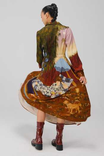 Shop_Cord_Multi Color Cotton Satin Collared Lakeside Print Shirt Dress _Online_at_Aza_Fashions