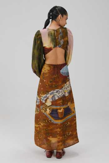Cord Euro Lakeside Print Long Dress 