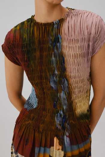 Buy_Cord_Multi Color Cotton Smocking Round Neck July Lakeside Print Dress 