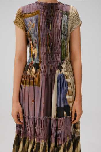 Cord_Multi Color Cotton Smocking Round Neck July Living Room Print Dress _at_Aza_Fashions