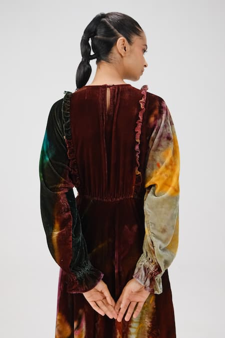 Cord Multi Color Velvet Beads Round Neck Alice X-ray Print Dress at Aza Fashions Cord_Multi Color Velvet Beads Round Neck Alice X-ray Print Dress _at_Aza_Fashions