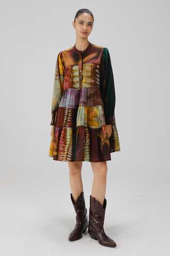 Cord Tier X-Ray Print Dress 
