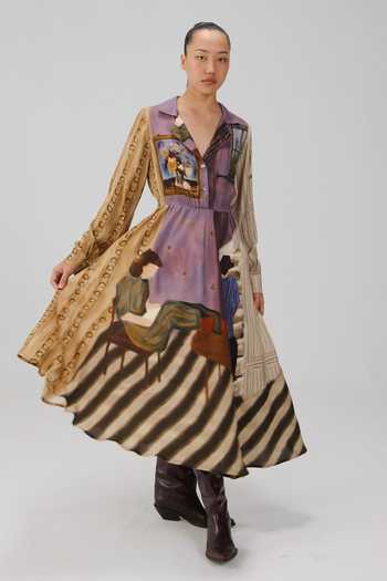 Cord_Multi Color Cotton Collared Living Room Print Shirt Dress _Online_at_Aza_Fashions