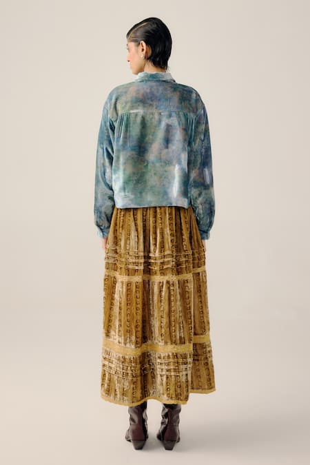 Cord Boxy Seashore Applique Jacket & Skirt Set 