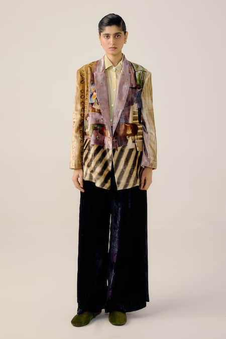 Cord Living Room Print Oversized Blazer & Pant Set 