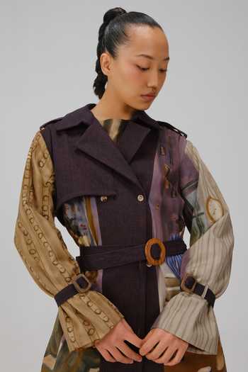 Cord Multi Color Denim, Twill Living Room Print Trench Coat at Aza Fashions Cord_Multi Color Denim, Twill Living Room Print Trench Coat _at_Aza_Fashions