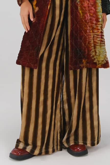 Shop_Cord_Multi Color Velvet Notched Neck Norma X-ray Print Jacket And Pant Set _Online_at_Aza_Fashions