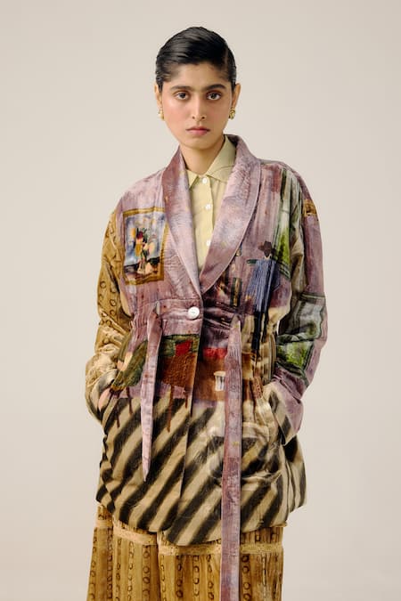 Cord Artist Living Room Print Blazer 