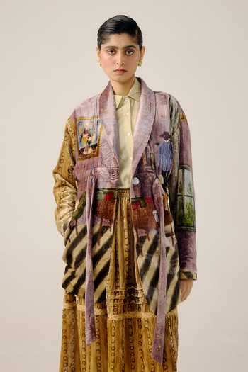 Cord_Multi Color Velvet Artist Living Room Print Blazer _at_Aza_Fashions