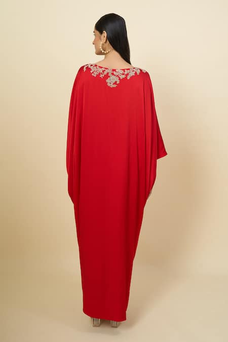 Anamika Khanna Embroidered Neckline Draped Kaftan 