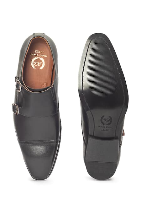 Domani Wellington Leather Double Monk Strap Shoes 