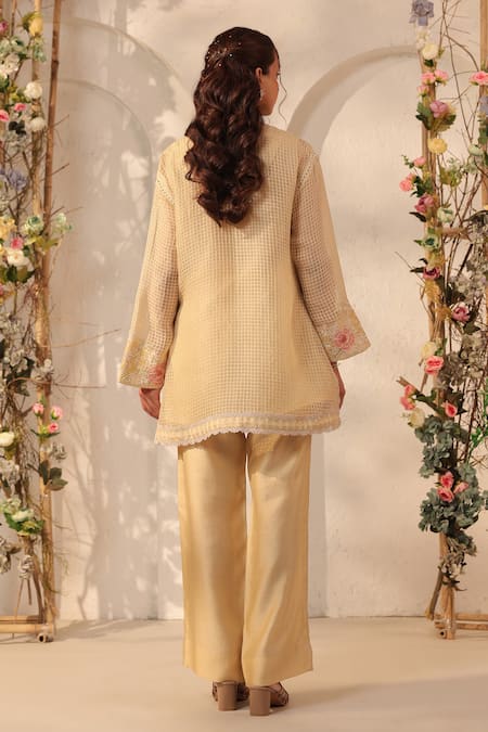 Label Niti Bothra Applique Embroidered Top & Pant Set 