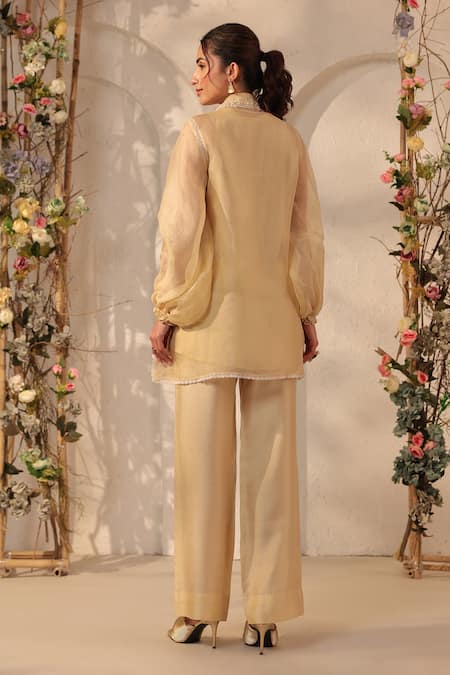 Label Niti Bothra Pearl Embroidered Top & Pant Set 
