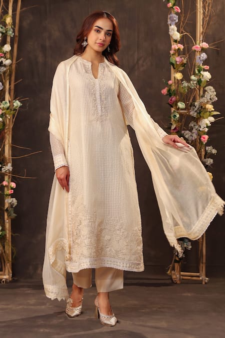 Label Niti Bothra Ivory Straight Long Kurta Set 