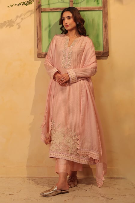 Label Niti Bothra Light Pink Straight Long Kurta Set 