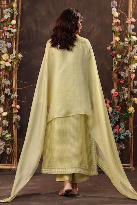 Label Niti Bothra Green Straight Long Kurta Set 