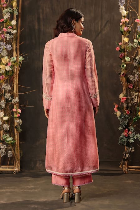 Label Niti Bothra Pink Collared Kurta & Pant Set 