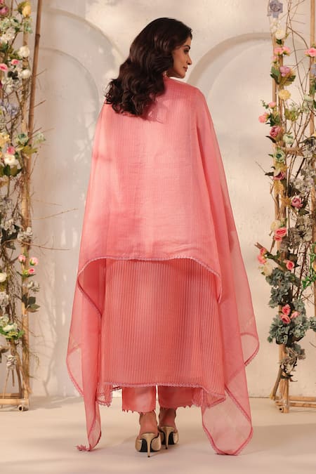 Label Niti Bothra Applique Yoke Embroidered Kurta & Pant Set 